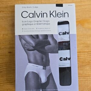 Calvin Klein White Logo Hip Briefs - 3 Pack